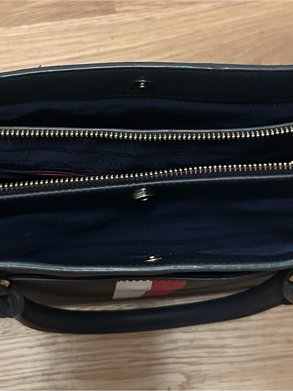 Tommy Hilfiger Navy Saffiano Striped Satchel Crossbody Bag - Picture 3 of 7